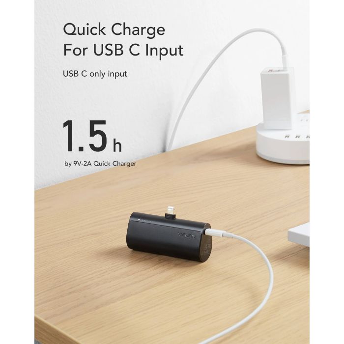 VEGER prenosna baterija PlugON Lightning 5000 mAh, črna VEGER prenosna baterija PlugON Lightning 5000 mAh, črna