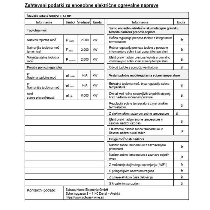 SHE Konvektorski grelnik z aluminijastim grelnim elementom 2000 W SHE Konvektorski grelnik z aluminijastim grelnim elementom 2000 W