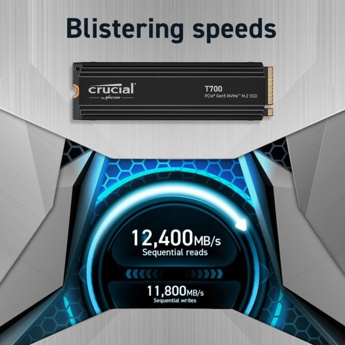 Crucial T700 1TB PCIe Gen5 NVMe M.2 SSD s hlajenjem Crucial T700 1TB PCIe Gen5 NVMe M.2 SSD s hlajenjem