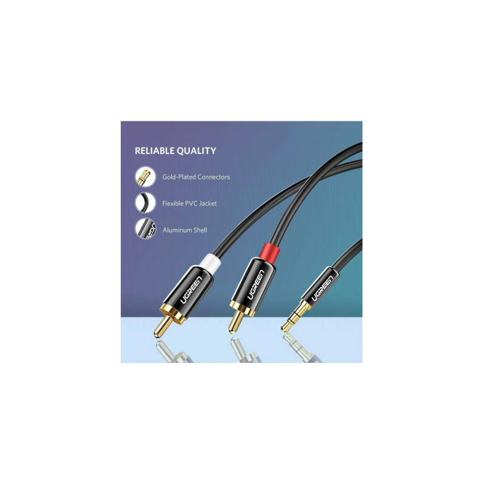 Ugreen 3,5 mm moški na 2RCA moški avdio kabel 2M - 10584 Ugreen 3,5 mm moški na 2RCA moški avdio kabel 2M - 10584