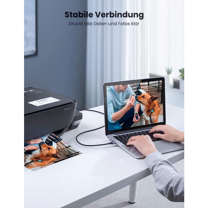 Ugreen tiskalniški kabel USB 2.0 tipa B USB kabel USB A v USB B združljiv s HP, Canon, Epson, Lexma