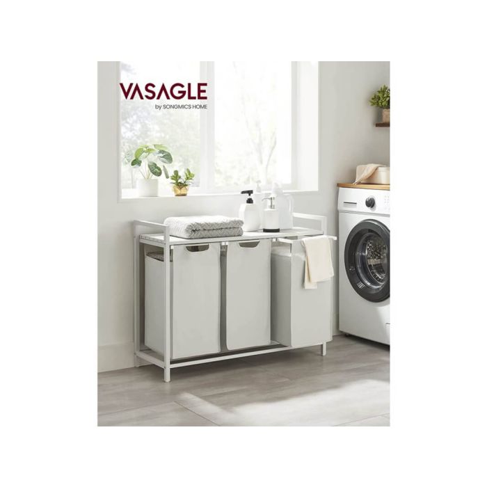 VASAGLE košara za perilo s 3 predelki, bela, BLH301W01 VASAGLE košara za perilo s 3 predelki, bela, BLH301W01