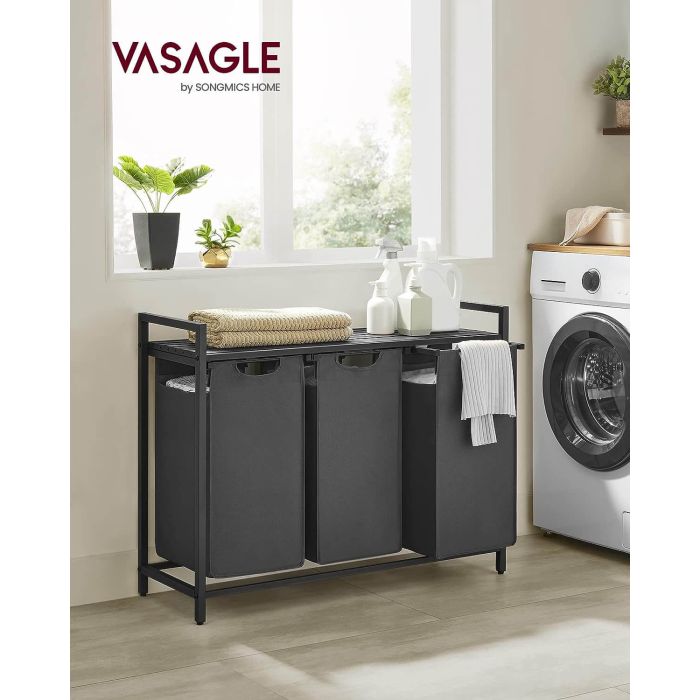 VASAGLE košara za perilo s 3 predelki, črna, BLH301G01 VASAGLE košara za perilo s 3 predelki, črna, BLH301G01