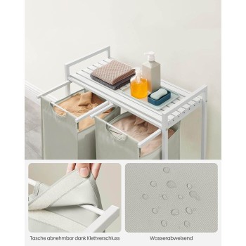 VASAGLE košara za perilo s 2 predelki, bela, BLH201W01 VASAGLE košara za perilo s 2 predelki, bela, BLH201W01