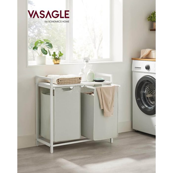 VASAGLE košara za perilo s 2 predelki, bela, BLH201W01 VASAGLE košara za perilo s 2 predelki, bela, BLH201W01