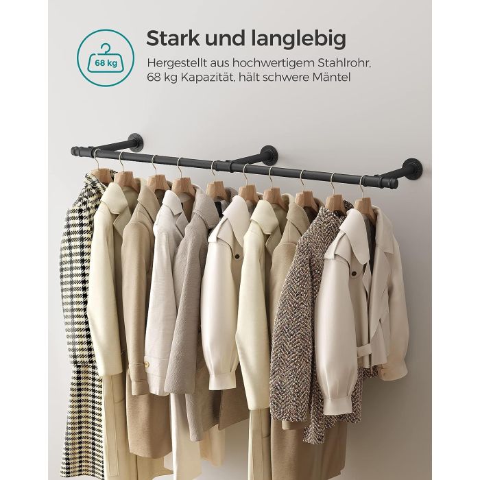 SONGMICS Stensko obešalo za oblačila 30,4 x 170 x 7 cm črna, HSR104B01 SONGMICS Stensko obešalo za oblačila 30,4 x 170 x 7 cm črna, HSR104B01