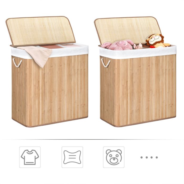 SONGMICS Košara za perilo Bamboo 3 x 50L, LCB091N01 SONGMICS Košara za perilo Bamboo 3 x 50L, LCB091N01