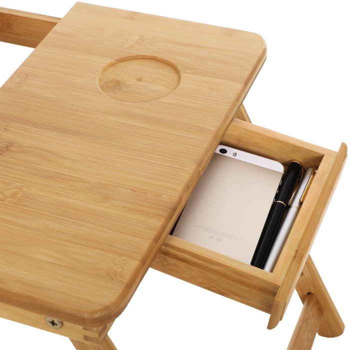 SONGMICS Miza za prenosnik Bamboo s predalom 55 x 35 x (21 - 29) cm naravna, LLD002 SONGMICS Miza za prenosnik Bamboo s predalom 55 x 35 x (21 - 29) cm naravna, LLD002