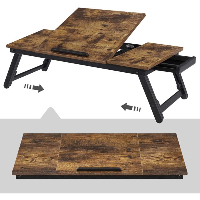 SONGMICS Miza za prenosnik RUSTIC s predalom rustikalna, LLD110B01 SONGMICS Miza za prenosnik RUSTIC s predalom rustikalna, LLD110B01