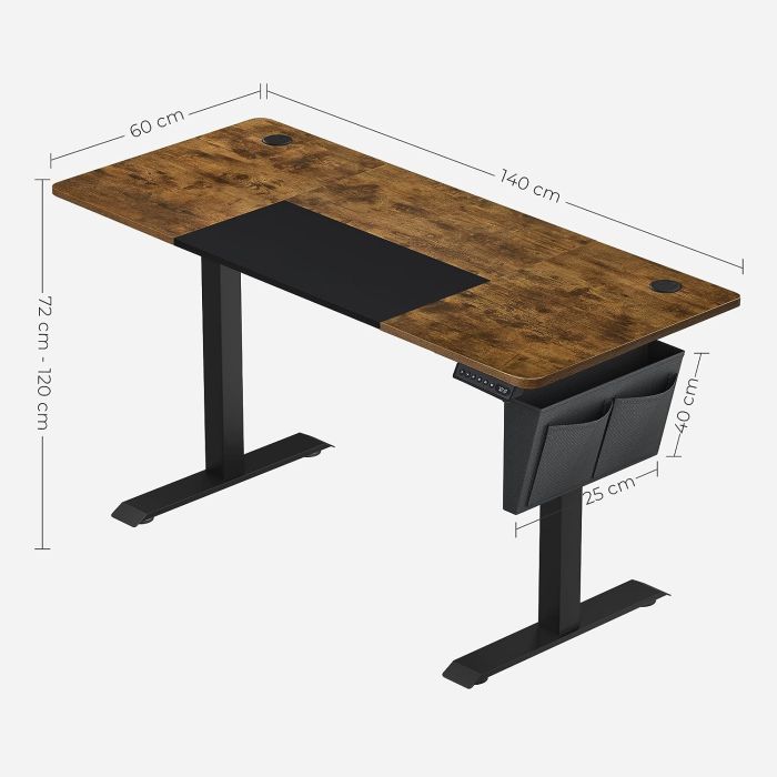 SONGMICS električna Sit/Stand miza z okvirjem črno rustikalna, LSD016X01 SONGMICS električna Sit/Stand miza z okvirjem črno rustikalna, LSD016X01
