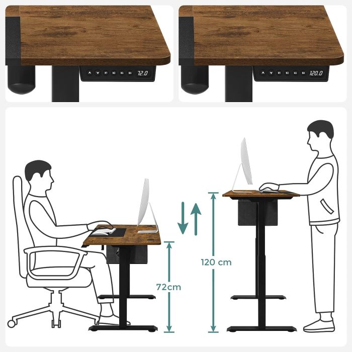 SONGMICS električna Sit/Stand miza z okvirjem črno rustikalna, LSD016X01 SONGMICS električna Sit/Stand miza z okvirjem črno rustikalna, LSD016X01