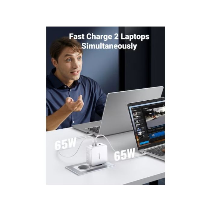 Ugreen Nexode 3 portni 140W USB-C polnilnik s PD 3.1 GaN Bel Ugreen Nexode 3 portni 140W USB-C polnilnik s PD 3.1 GaN Bel