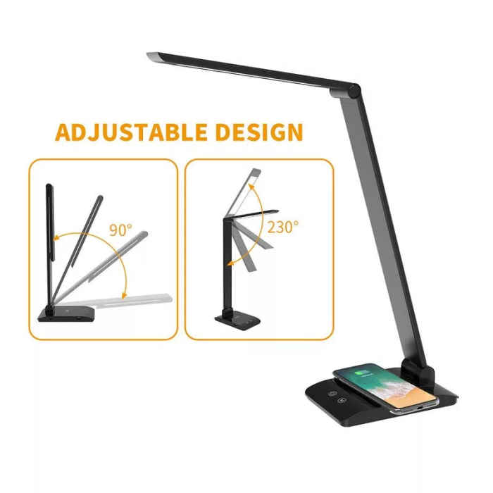 ASALITE namizna LED svetilka z zatemnitvijo 7W 450lm CCT brezžična USB, črna ASALITE namizna LED svetilka z zatemnitvijo 7W 450lm CCT brezžična USB, črna