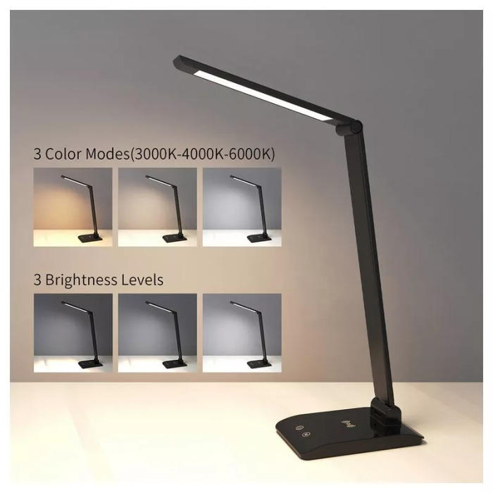 ASALITE namizna LED svetilka z zatemnitvijo 7W 450lm CCT brezžična USB, srebrna ASALITE namizna LED svetilka z zatemnitvijo 7W 450lm CCT brezžična USB, srebrna