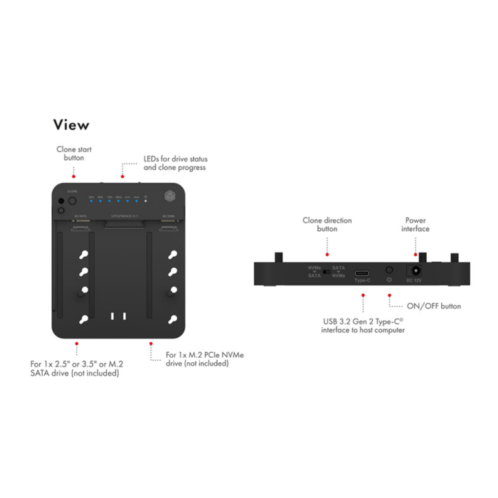 Icybox IB-2915MSCL-C31 clone& dock postaja za M.2 NVME & SATA 2 Icybox IB-2915MSCL-C31 clone& dock postaja za M.2 NVME & SATA 2
