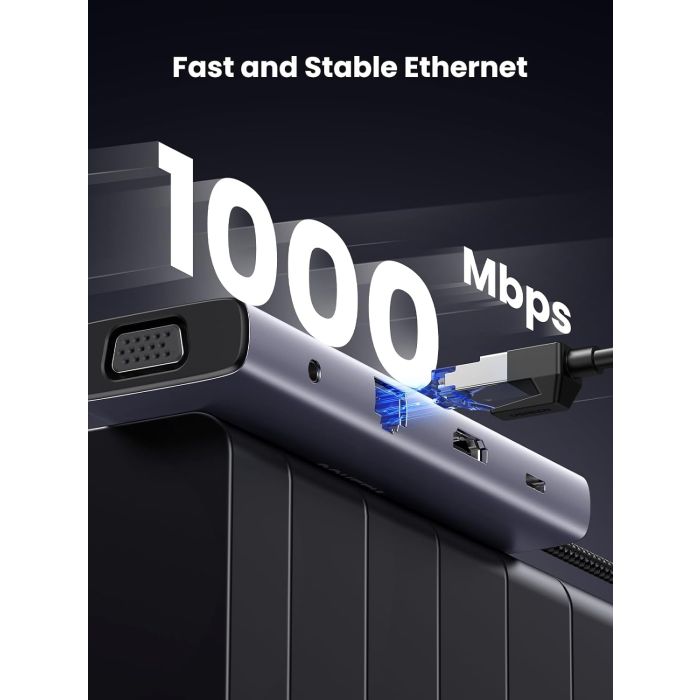 UGREEN USB C Hub, 10-v-1 USB-C z dvojnim izhodom za zaslon 4K HDMI & VGA, 100W PD UGREEN USB C Hub, 10-v-1 USB-C z dvojnim izhodom za zaslon 4K HDMI & VGA, 100W PD