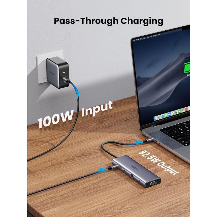 UGREEN USB C Hub, 10-v-1 USB-C z dvojnim izhodom za zaslon 4K HDMI & VGA, 100W PD UGREEN USB C Hub, 10-v-1 USB-C z dvojnim izhodom za zaslon 4K HDMI & VGA, 100W PD