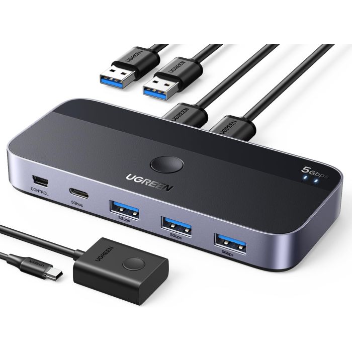 UGREEN USB 3.0 stikalo za 2 računalnika, ki si delita naprave USB C & A UGREEN USB 3.0 stikalo za 2 računalnika, ki si delita naprave USB C & A