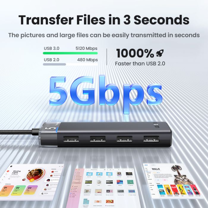 Ugreen USB 3.0 hub s 4 vrati 5Gbps Ugreen USB 3.0 hub s 4 vrati 5Gbps