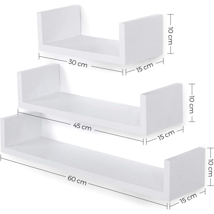 SONGMICS komplet 3 plavajočih polic 60 -45 -30cm SONGMICS komplet 3 plavajočih polic 60 -45 -30cm