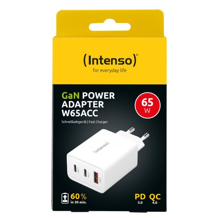 Intenso 65W GaN napajalnik s priključkom 2xUSB-C in 1xUSB-A W65ACC Intenso 65W GaN napajalnik s priključkom 2xUSB-C in 1xUSB-A W65ACC