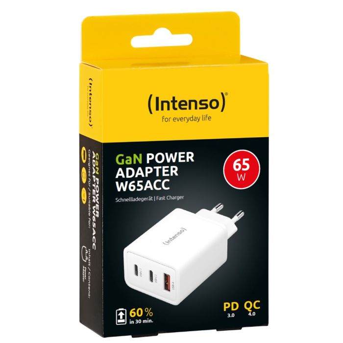 Intenso 65W GaN napajalnik s priključkom 2xUSB-C in 1xUSB-A W65ACC Intenso 65W GaN napajalnik s priključkom 2xUSB-C in 1xUSB-A W65ACC