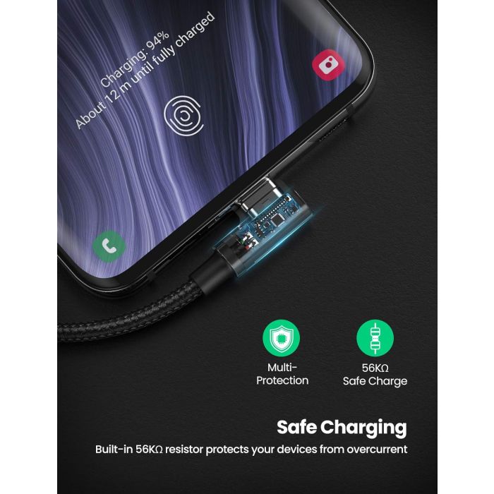 Ugreen USB v USB C 90-stopinjski kabel za hitro polnjenje 2M Ugreen USB v USB C 90-stopinjski kabel za hitro polnjenje 2M