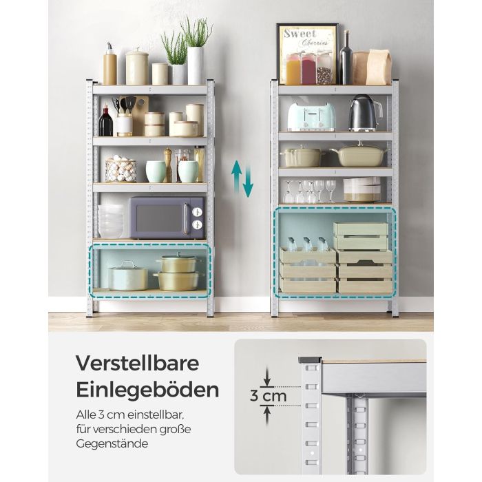 SONGMICS Regal 30 x 75 x 150 cm rjavo-srebrn,-GLR030E01 SONGMICS Regal 30 x 75 x 150 cm rjavo-srebrn,-GLR030E01