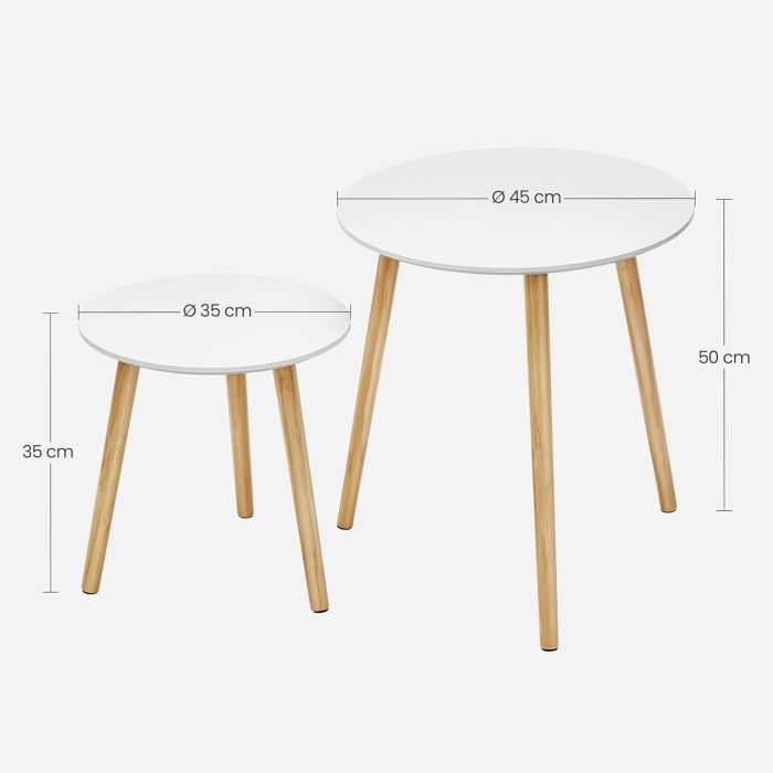 SONGMICS Miza 2X za dnevni prostor 45 x 50 x 45cm bela, LET07WN SONGMICS Miza 2X za dnevni prostor 45 x 50 x 45cm bela, LET07WN