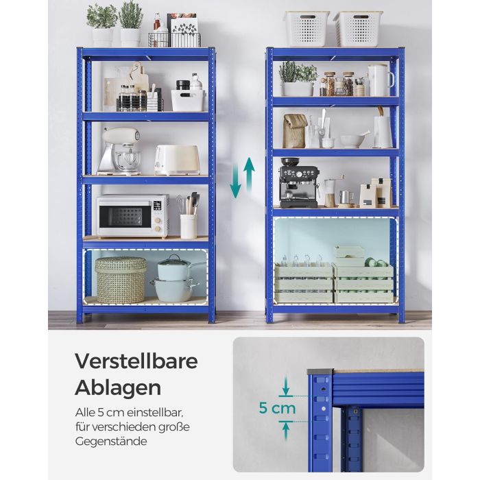 SONGMICS Regal 40 x 90 x 180 cm rjavo-moder,GLR040Q01 SONGMICS Regal 40 x 90 x 180 cm rjavo-moder,GLR040Q01