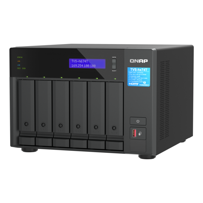 QNAP NAS za 6 diskov, 32GB ram; 2,5Gb mreža, Thunderbolt QNAP NAS za 6 diskov, 32GB ram; 2,5Gb mreža, Thunderbolt