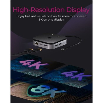 Icybox IB-DK408-C41 priključna postaja USB4 z dvojnim video izhodom 7v1, 60W PowerDelivery napajanje Icybox IB-DK408-C41 priključna postaja USB4 z dvojnim video izhodom 7v1, 60W PowerDelivery napajanje