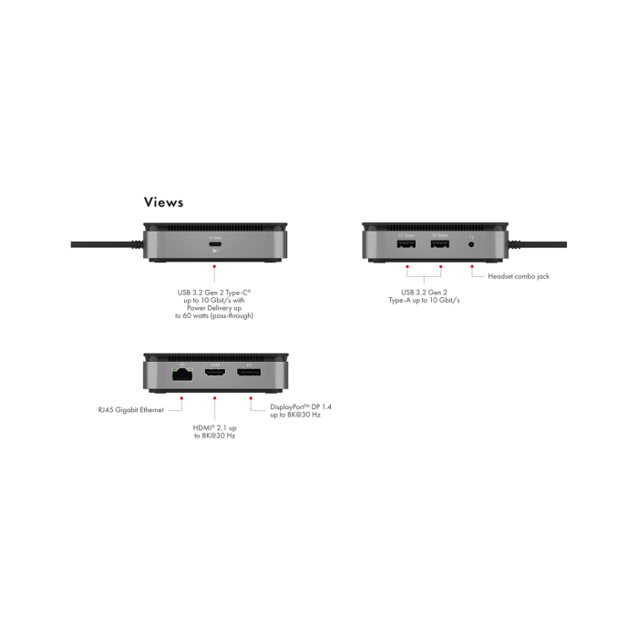 Icybox IB-DK408-C41 priključna postaja USB4 z dvojnim video izhodom 7v1, 60W PowerDelivery napajanje Icybox IB-DK408-C41 priključna postaja USB4 z dvojnim video izhodom 7v1, 60W PowerDelivery napajanje