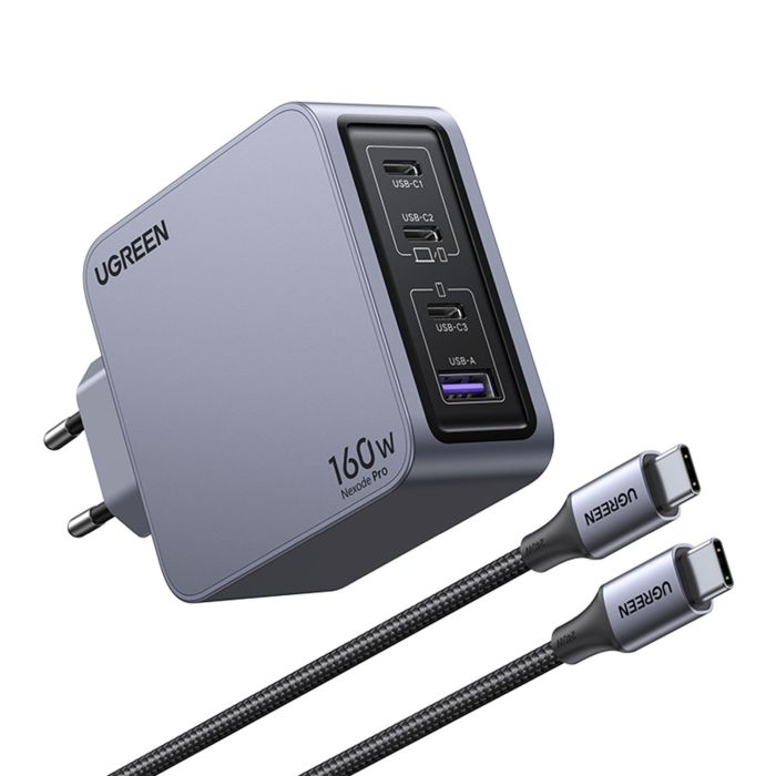 Ugreen Nexode Pro 160W 4-Portni GaN USB polnilec s priloženim 1,5M 240W USB-C polnilnim kablom Ugreen Nexode Pro 160W 4-Portni GaN USB polnilec s priloženim 1,5M 240W USB-C polnilnim kablom