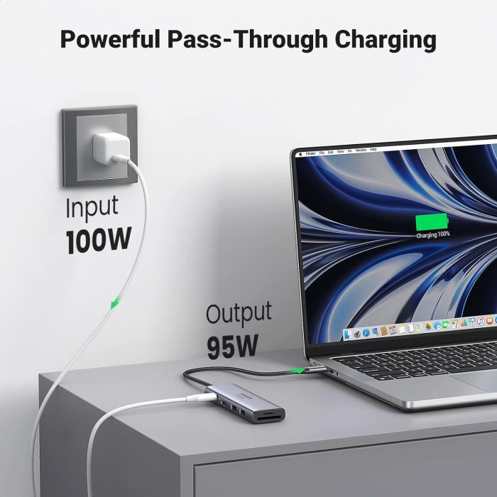 Ugreen 6v1 USB-C HUB 4K HDMI+čitalec kartic+2xUSB+PD 100W Ugreen 6v1 USB-C HUB 4K HDMI+čitalec kartic+2xUSB+PD 100W