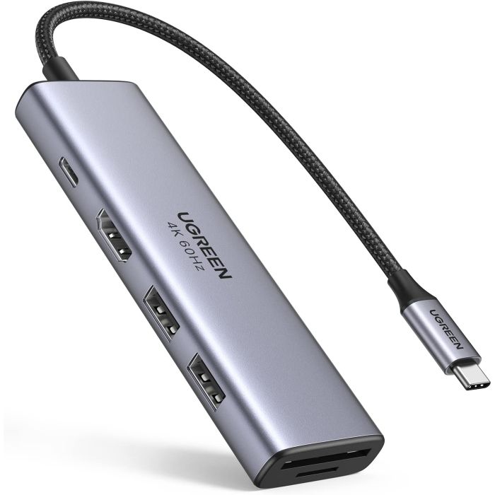 Ugreen 6v1 USB-C HUB 4K HDMI+čitalec kartic+2xUSB+PD 100W Ugreen 6v1 USB-C HUB 4K HDMI+čitalec kartic+2xUSB+PD 100W