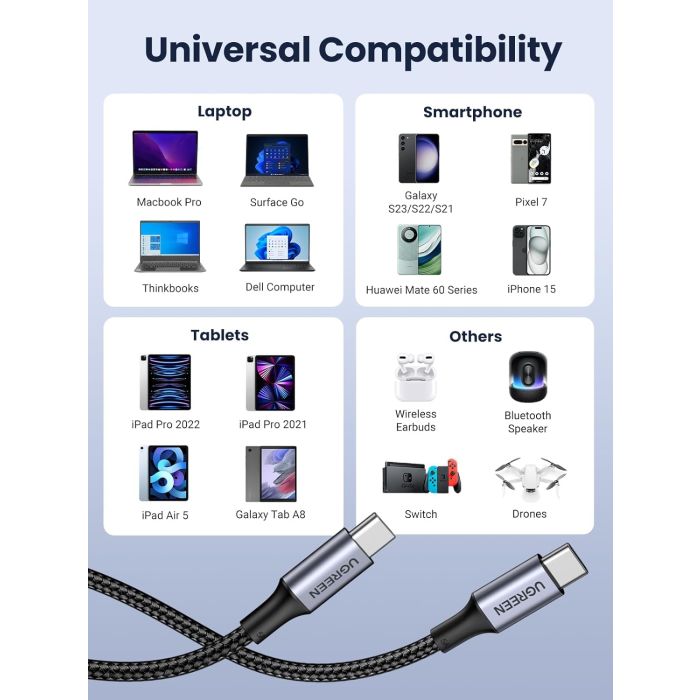 Ugreen 100W PD kabel USB-C 1m Ugreen 100W PD kabel USB-C 1m