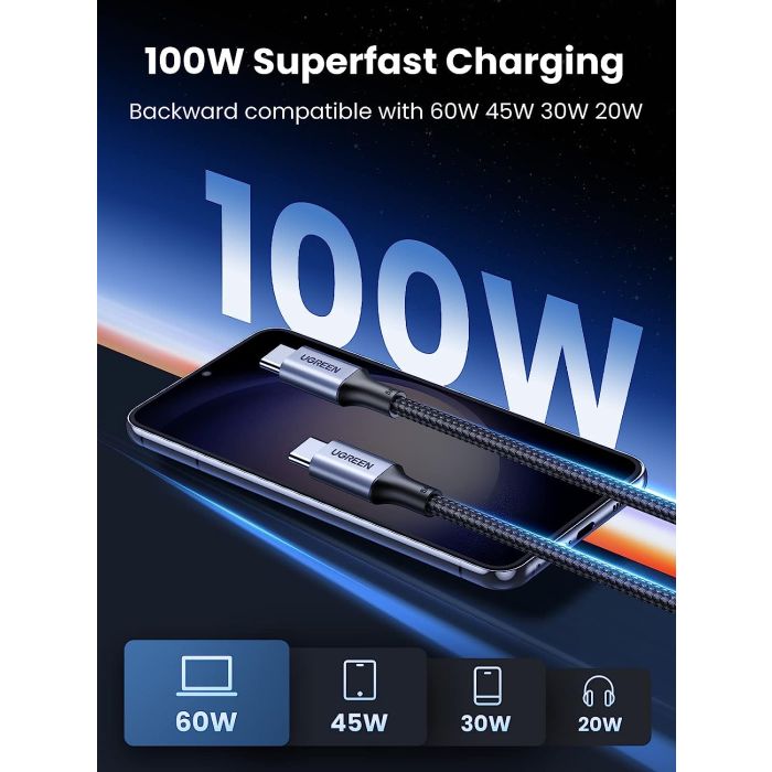 Ugreen 100W PD kabel USB-C 1m Ugreen 100W PD kabel USB-C 1m