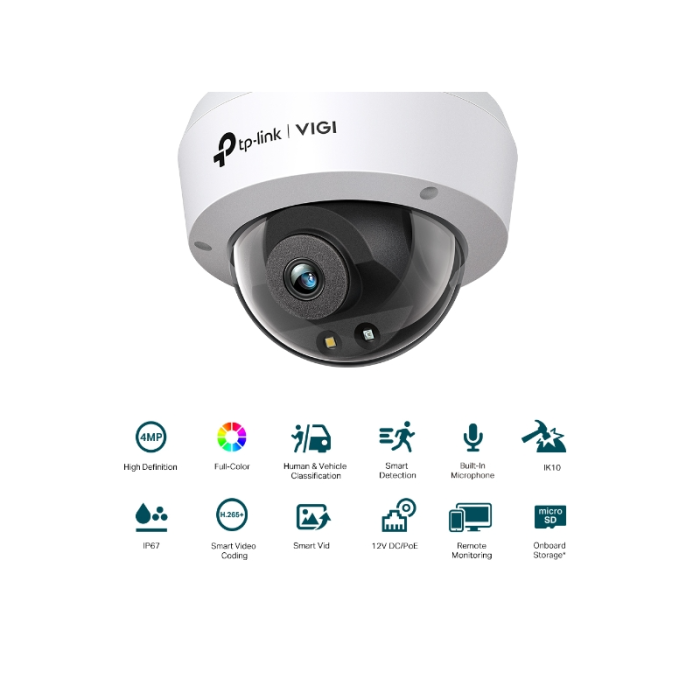 TP-LINK VIGI 4MP Full-Color Dome mrežna kamera (do 2560 × 1440 H.265+ 30fps) TP-LINK VIGI 4MP Full-Color Dome mrežna kamera (do 2560 × 1440 H.265+ 30fps)