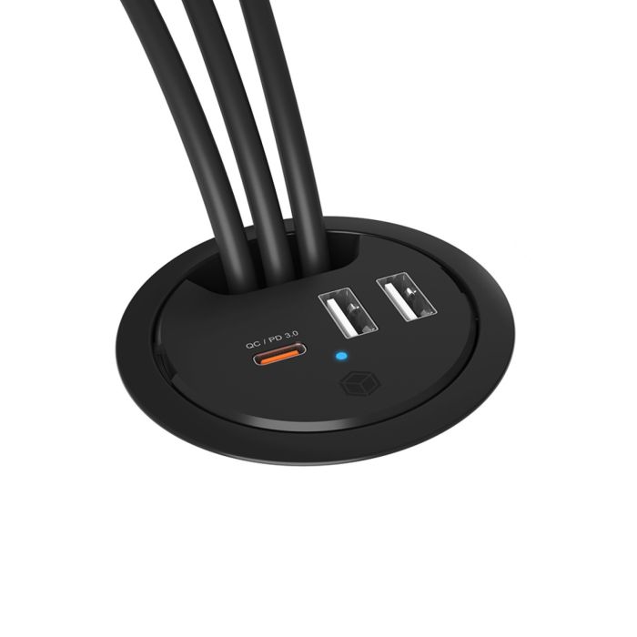 Icybox IB-HUB1407 vgradni mizni polnilnik USB z napajanjem in hitrim polnjenjem Icybox IB-HUB1407 vgradni mizni polnilnik USB z napajanjem in hitrim polnjenjem