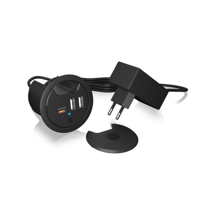 Icybox IB-HUB1407 vgradni mizni polnilnik USB z napajanjem in hitrim polnjenjem Icybox IB-HUB1407 vgradni mizni polnilnik USB z napajanjem in hitrim polnjenjem
