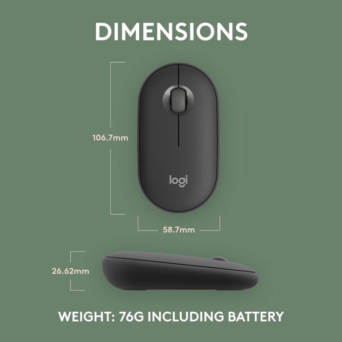 Logitech Miška Pebble 2 M350S Wireless, grafitna Logitech Miška Pebble 2 M350S Wireless, grafitna