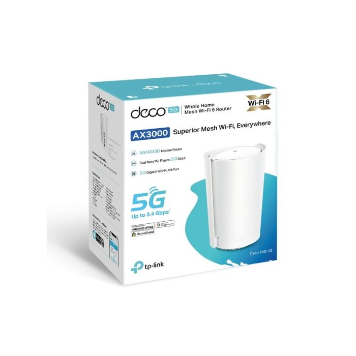 TP-Link Deco X50-5G (1 pack) Mesh AX3000 Wi-Fi 6, 2.5 Gbps port, LTE/5G, SIM TP-Link Deco X50-5G (1 pack) Mesh AX3000 Wi-Fi 6, 2.5 Gbps port, LTE/5G, SIM