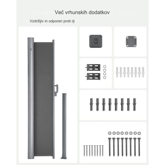 SONGMICS Stranski senčnik 160 x 350 cm antracit, GSA165G02 SONGMICS Stranski senčnik 160 x 350 cm antracit, GSA165G02
