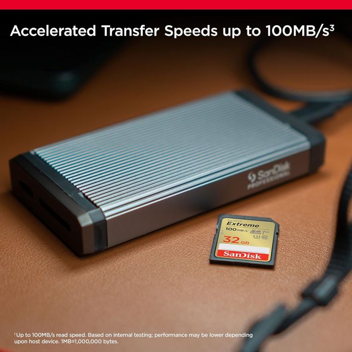 SanDisk Extreme PLUS 32GB SDHC spominska kartica 100MB/s in 60MB/s branje/pisanje, UHS-I, Class 10 SanDisk Extreme PLUS 32GB SDHC spominska kartica 100MB/s in 60MB/s branje/pisanje, UHS-I, Class 10
