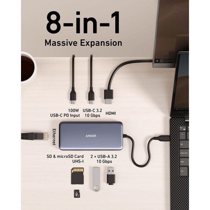 Anker 555 USB-C Hub, 8v1 Anker 555 USB-C Hub, 8v1