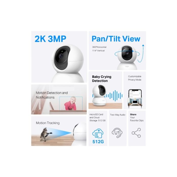 TP-LINK Tapo C210P2 2k 3MP 2304 x 1296 Pan/Tilt WiFi varnostna kamera TP-LINK Tapo C210P2 2k 3MP 2304 x 1296 Pan/Tilt WiFi varnostna kamera