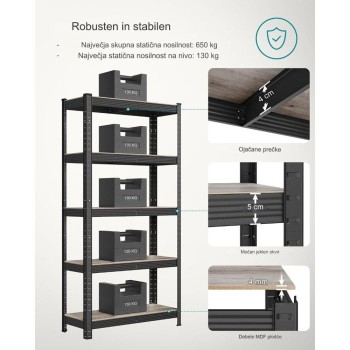 SONGMICS Regal 30 x 75 x 150 cm naravno rjavo,GLR030B11 SONGMICS Regal 30 x 75 x 150 cm naravno rjavo,GLR030B11