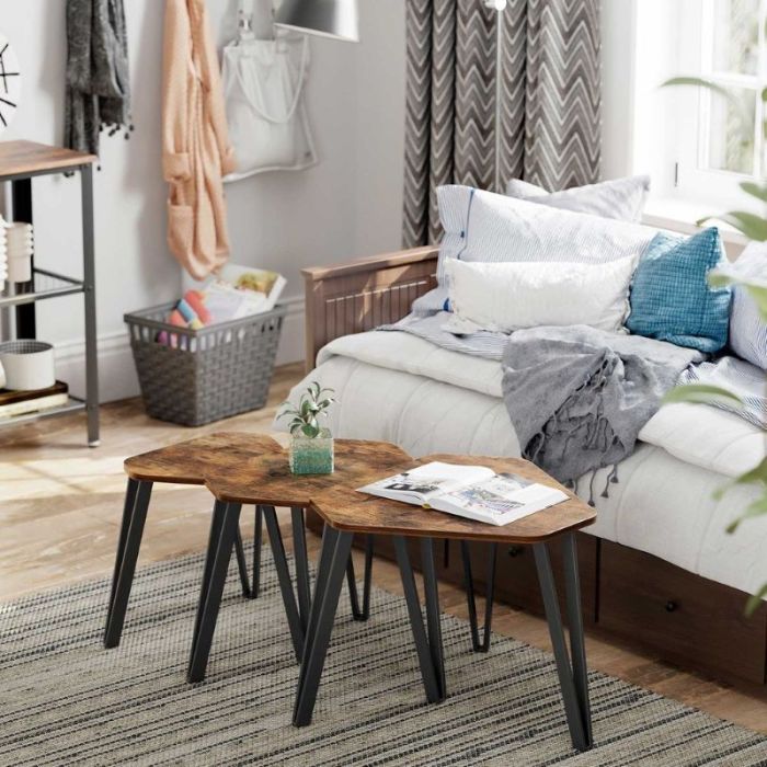 VASAGLE Rustikalni set mizic, rustikalno rjava VASAGLE Rustikalni set mizic, rustikalno rjava