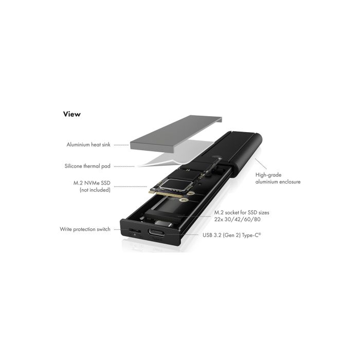 Icybox IB-1807MT-C31 ohišje za 1x M.2 NVMe SSD z vmesnikom USB 3.2 Gen 2 Type-C in zaščito pred pisa Icybox IB-1807MT-C31 ohišje za 1x M.2 NVMe SSD z vmesnikom USB 3.2 Gen 2 Type-C in zaščito pred pisa